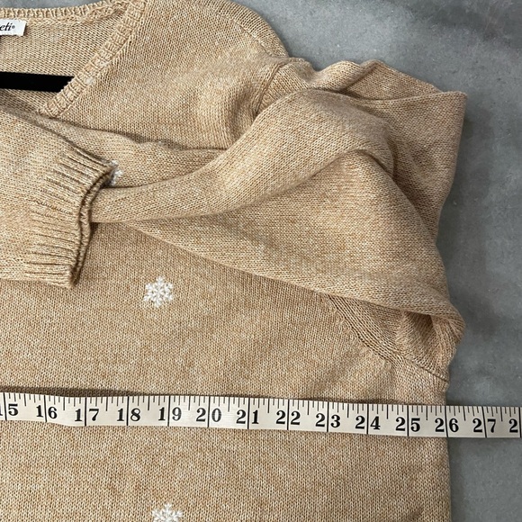 NWT Serengeti Size 2X Tan White Embroidered Snowflake Pine Tree Knit Tunic Top - Picture 11 of 12
